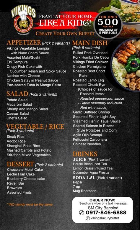 Menu at Vikings Luxury Buffet .